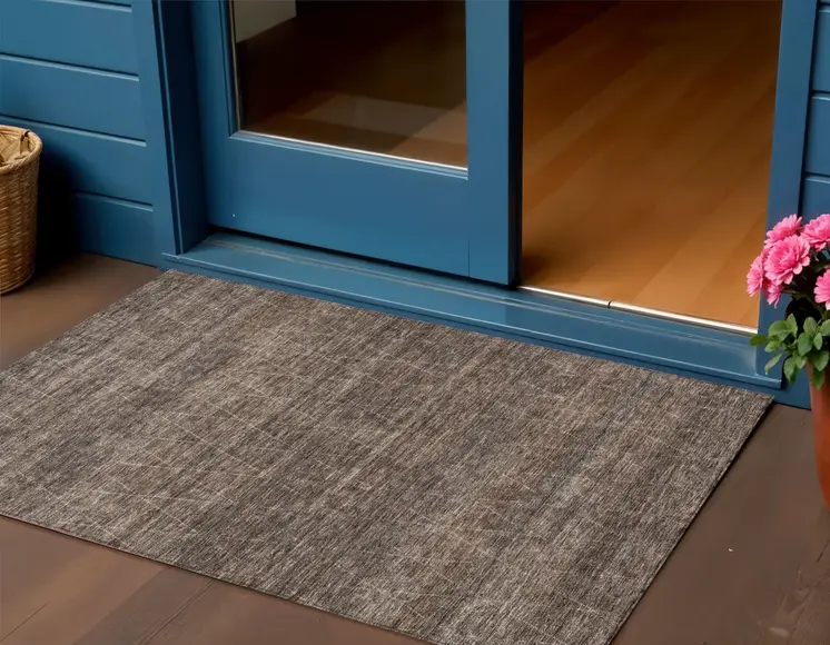 3' X 5' Coffee And Ivory Geometric Washable Indoor Outdoor Area Rug
