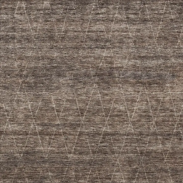 5' X 8' Coffee And Ivory Geometric Washable Indoor Outdoor Area Rug