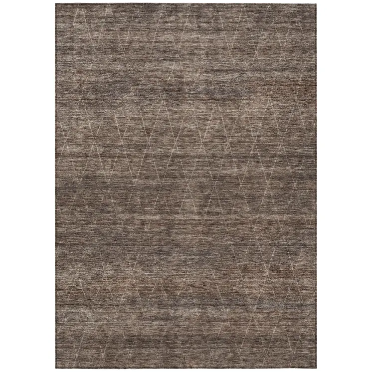 10' X 14' Coffee And Ivory Geometric Washable Indoor Outdoor Area Rug