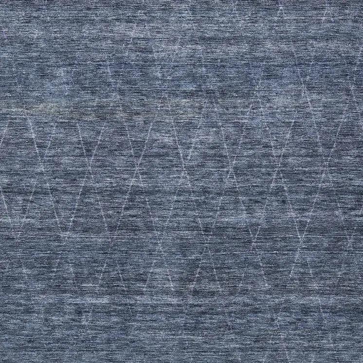 3' X 5' Navy Blue And Ivory Geometric Washable Indoor Outdoor Area Rug