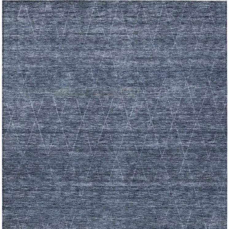 5' X 8' Navy Blue And Ivory Geometric Washable Indoor Outdoor Area Rug