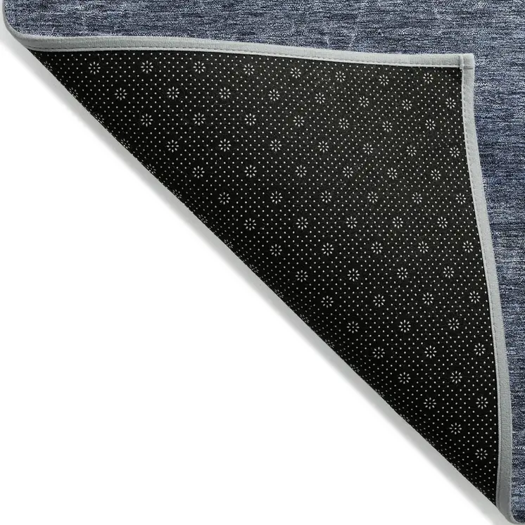 9' X 12' Navy Blue And Ivory Geometric Washable Indoor Outdoor Area Rug