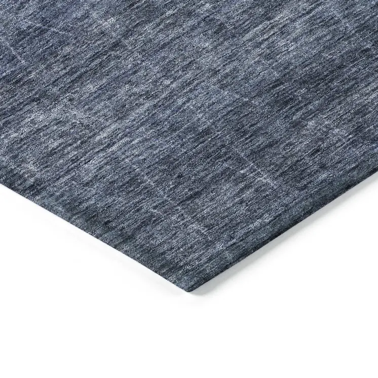 9' X 12' Navy Blue And Ivory Geometric Washable Indoor Outdoor Area Rug