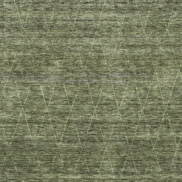 5' X 8' Olive Green And Ivory Geometric Washable Indoor Outdoor Area Rug