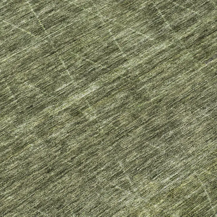 8' Olive Green And Ivory Round Geometric Washable Indoor Outdoor Area Rug