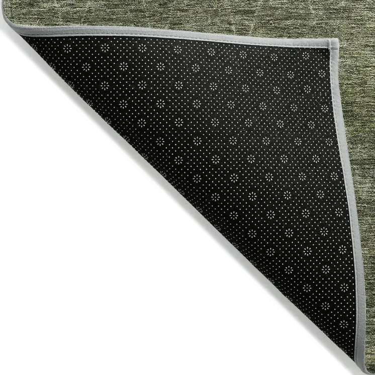 8' X 10' Olive Green And Ivory Geometric Washable Indoor Outdoor Area Rug