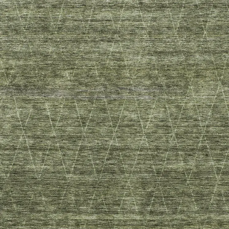 8' X 10' Olive Green And Ivory Geometric Washable Indoor Outdoor Area Rug