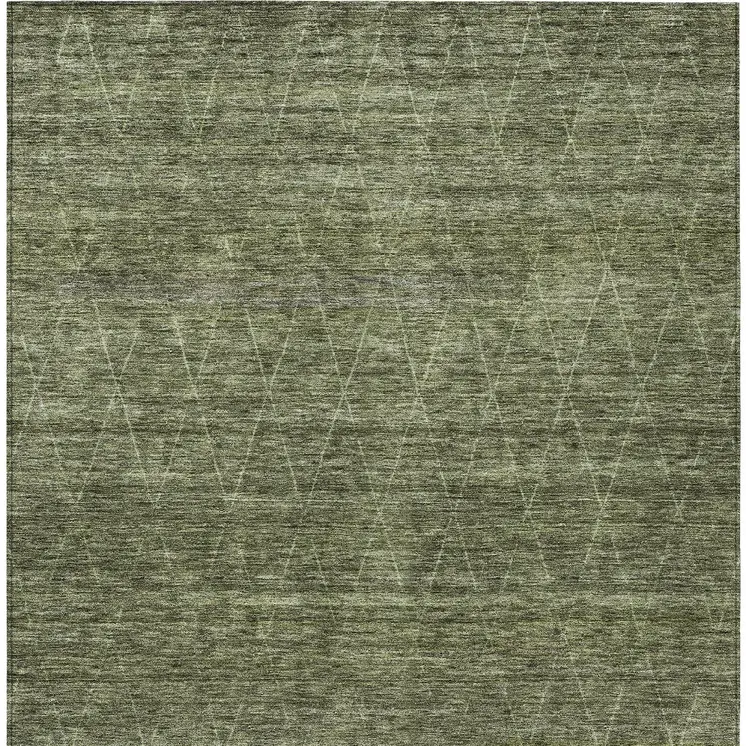 9' X 12' Olive Green And Ivory Geometric Washable Indoor Outdoor Area Rug
