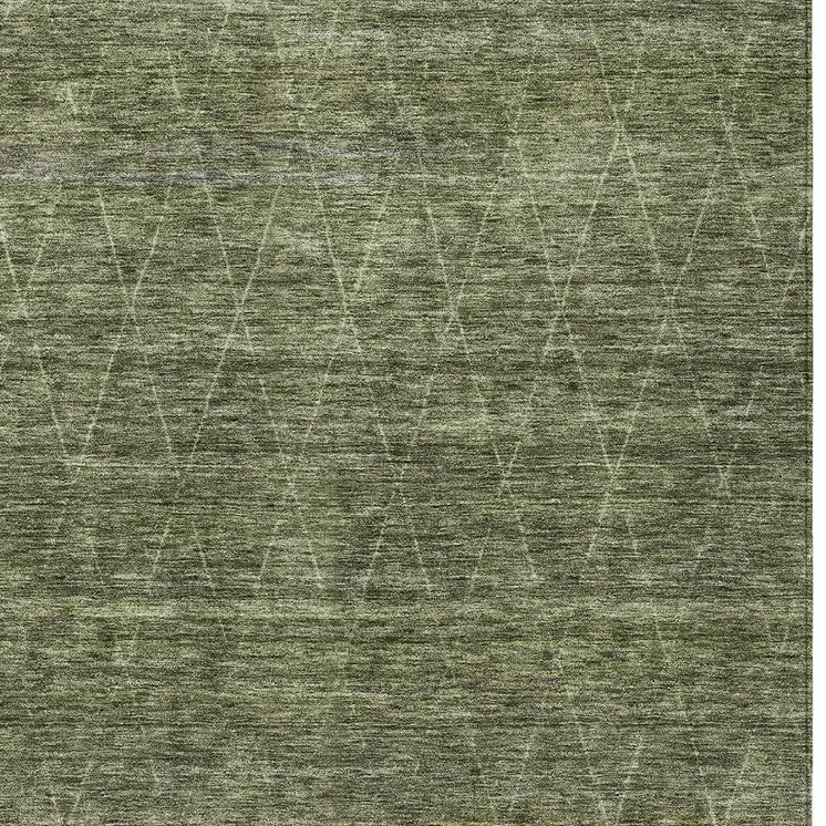 9' X 12' Olive Green And Ivory Geometric Washable Indoor Outdoor Area Rug