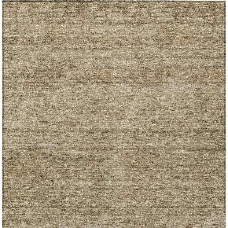 5' X 8' Wheat And Ivory Geometric Washable Indoor Outdoor Area Rug