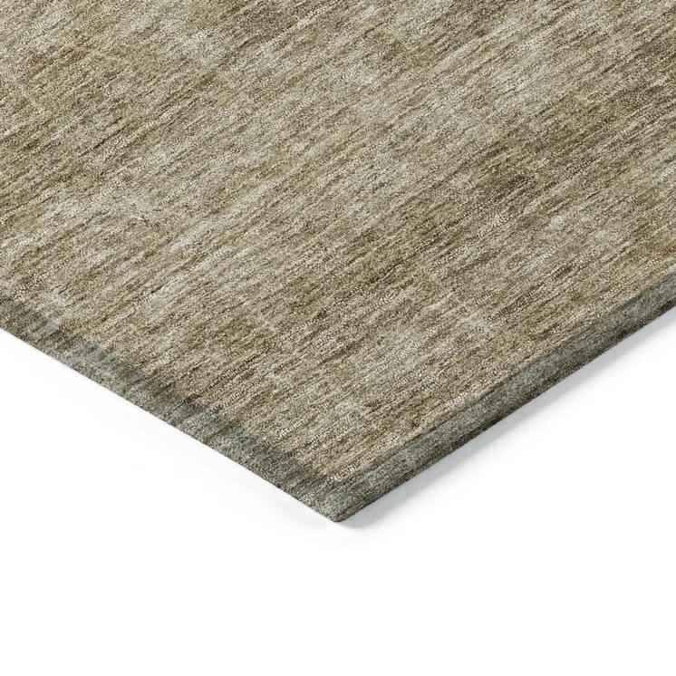 5' X 8' Wheat And Ivory Geometric Washable Indoor Outdoor Area Rug