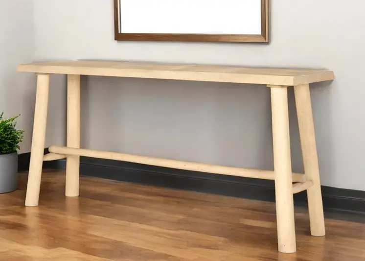 66" Light Brown Solid Wood Trestle Console Table