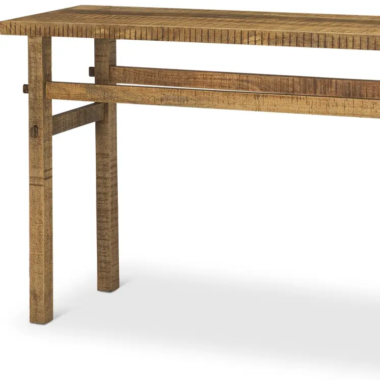 54" Brown Solid Wood Distressed Console Table