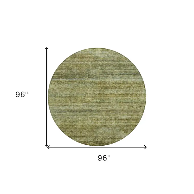 8' Olive Green And Brown Round Striped Washable Indoor Outdoor Area Rug
