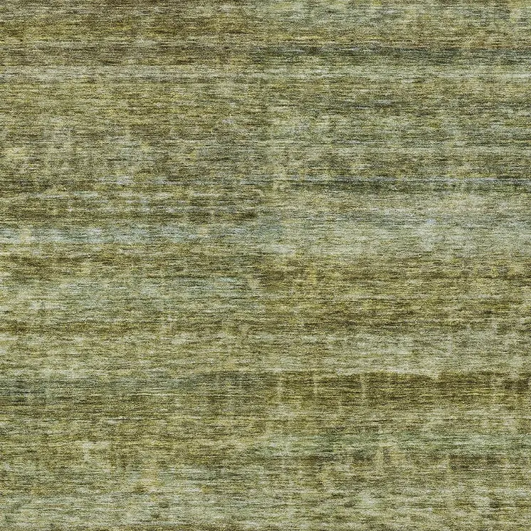 8' X 10' Olive Green And Brown Striped Washable Indoor Outdoor Area Rug