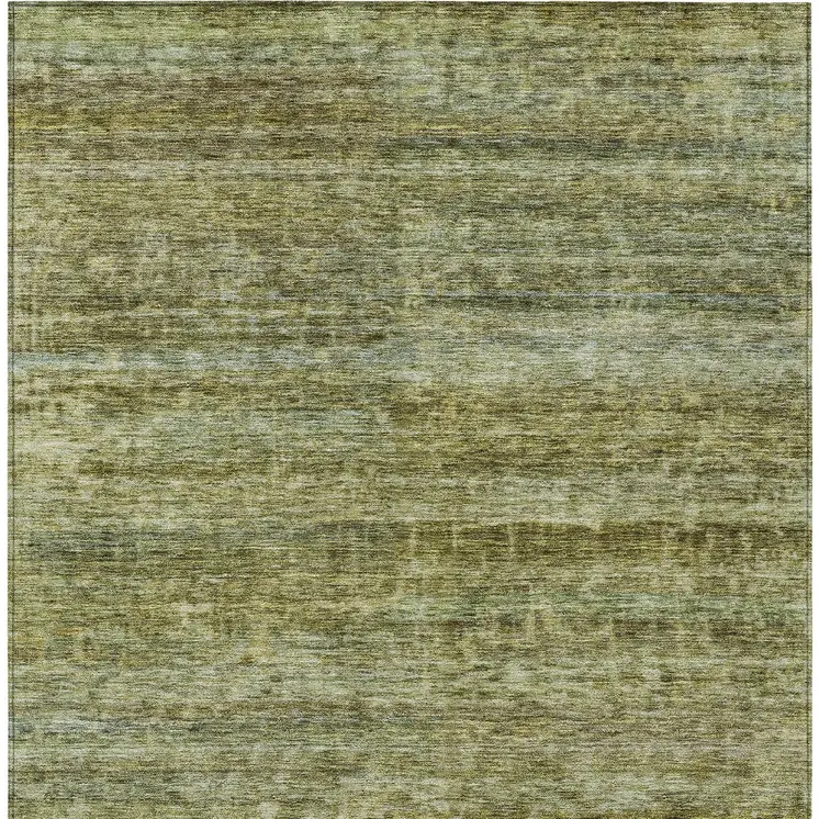 10' X 14' Olive Green And Brown Striped Washable Indoor Outdoor Area Rug