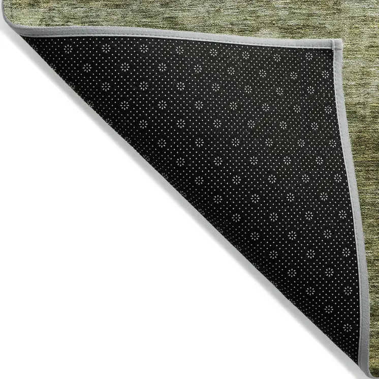 10' X 14' Olive Green And Brown Striped Washable Indoor Outdoor Area Rug