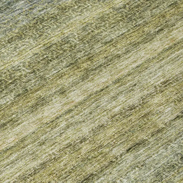 8' Artichoke Green And Gray Round Striped Washable Indoor Outdoor Area Rug
