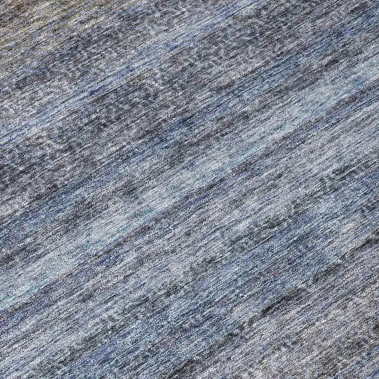 8' Blue And Gray Round Striped Washable Indoor Outdoor Area Rug