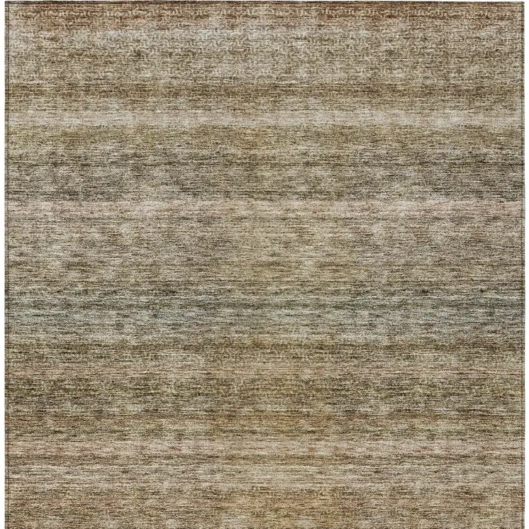 5' X 8' Copper And Green Striped Washable Indoor Outdoor Area Rug