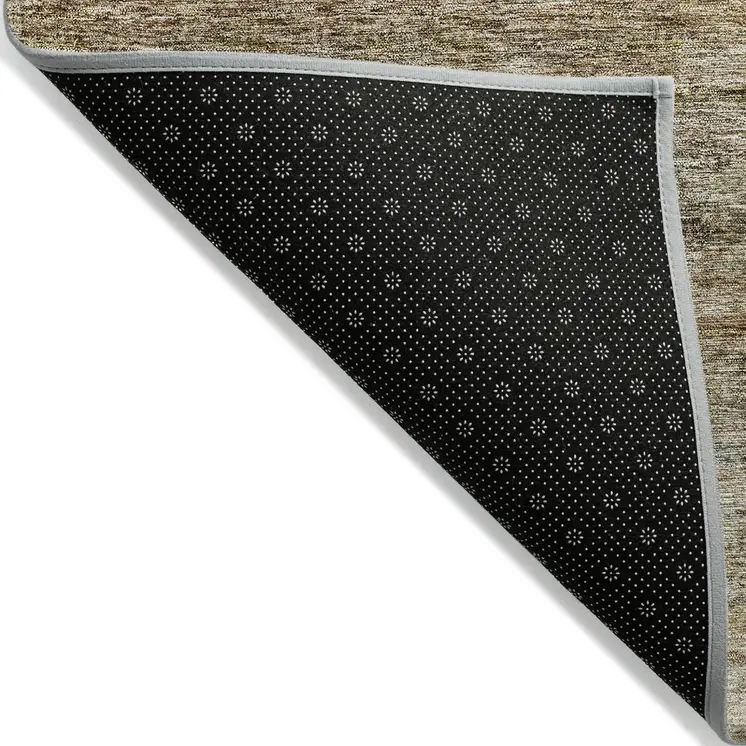 5' X 8' Copper And Green Striped Washable Indoor Outdoor Area Rug