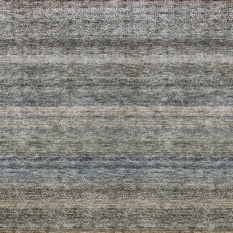 3' X 5' Taupe And Green Striped Washable Indoor Outdoor Area Rug