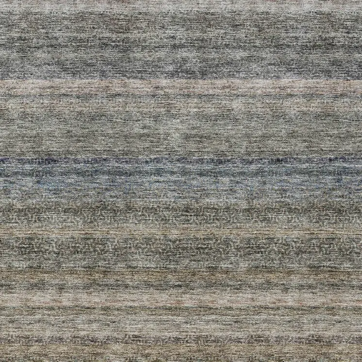 5' X 8' Taupe And Green Striped Washable Indoor Outdoor Area Rug
