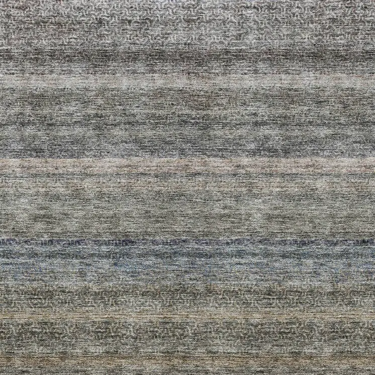8' X 10' Taupe And Green Striped Washable Indoor Outdoor Area Rug