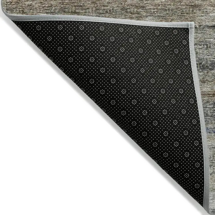 9' X 12' Taupe And Green Striped Washable Indoor Outdoor Area Rug