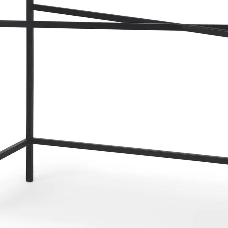 50" White and Black Genuine Marble and Metal Console Table