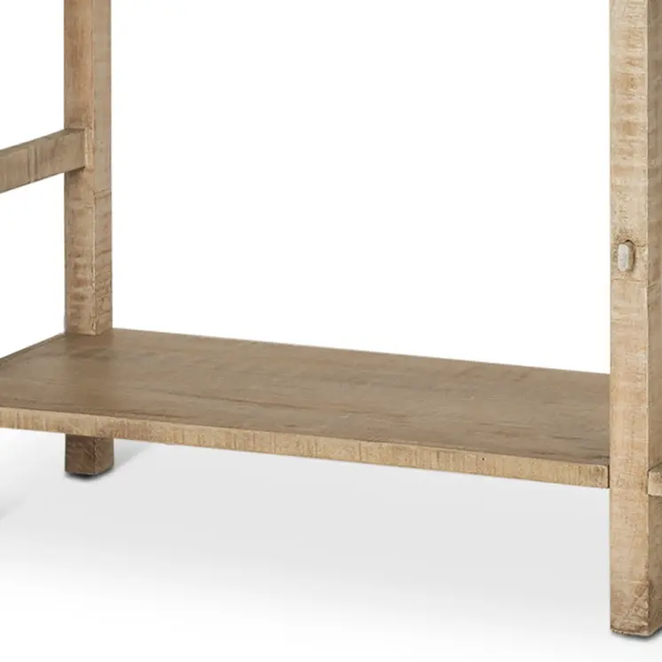77" Natural Solid Wood Distressed Six Leg Console Table With Shelf