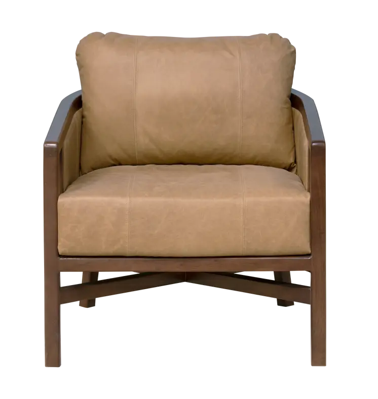32" Brown Genuine Leather Arm Chair