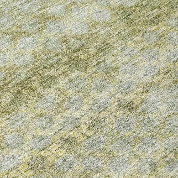 8' Artichoke Green And Beige Round Striped Washable Indoor Outdoor Area Rug