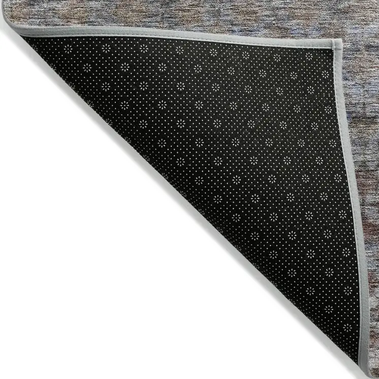 3' X 5' Brown Black And Brick Red Striped Washable Indoor Outdoor Area Rug