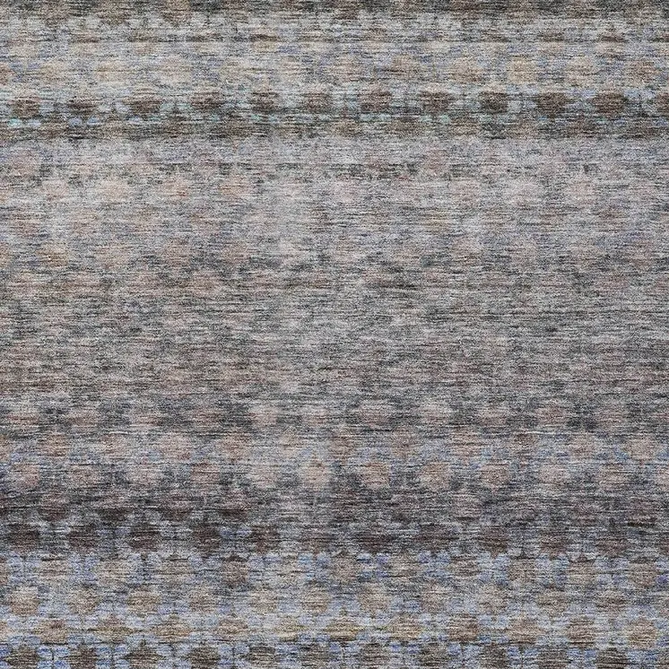8' X 10' Brown Black And Brick Red Striped Washable Indoor Outdoor Area Rug