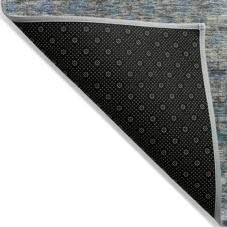 9' X 12' Teal Blue Light Blue And Gray Striped Washable Indoor Outdoor Area Rug