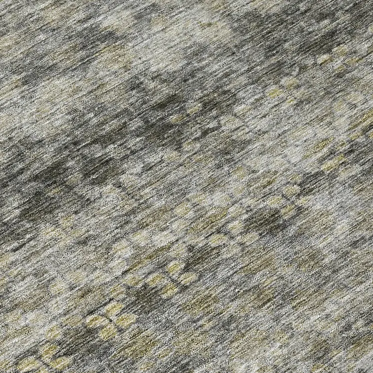 8' Pewter And Green Round Striped Washable Indoor Outdoor Area Rug