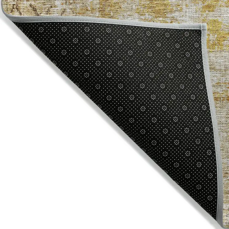 5' X 8' Gold Brown And Beige Geometric Washable Indoor Outdoor Area Rug