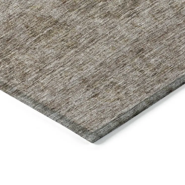 5' X 8' Brown And Tan Floral Washable Indoor Outdoor Area Rug