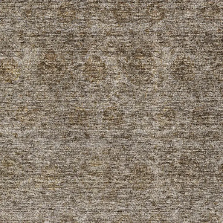 8' X 10' Brown And Tan Floral Washable Indoor Outdoor Area Rug