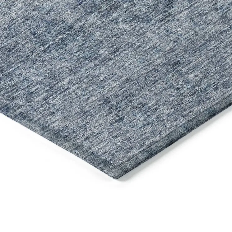 8' X 10' Blue And Ivory Floral Washable Indoor Outdoor Area Rug