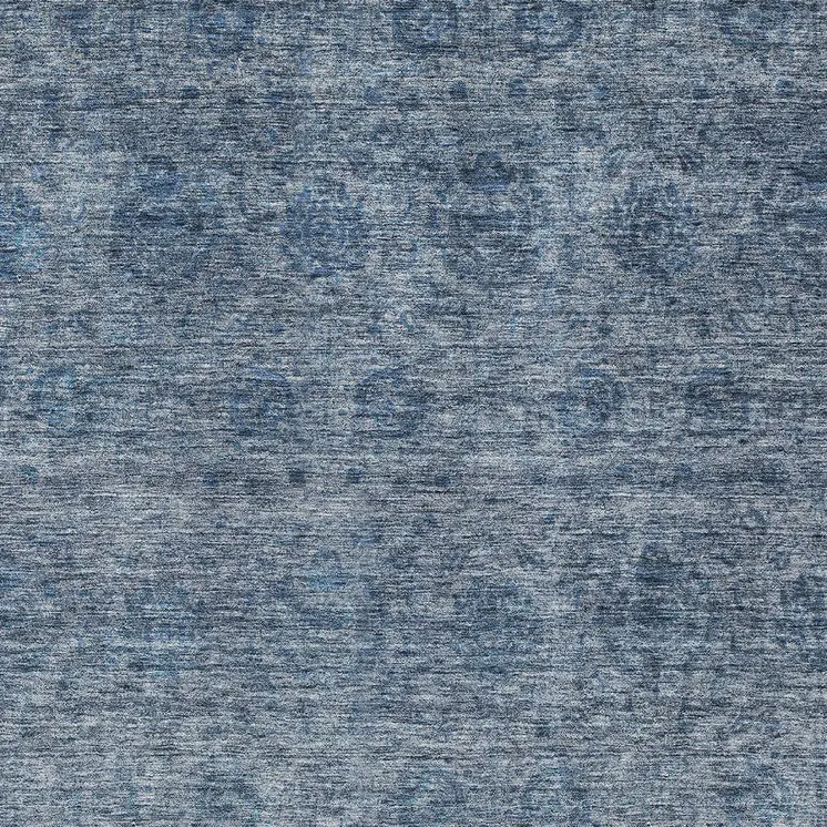 8' X 10' Blue And Ivory Floral Washable Indoor Outdoor Area Rug