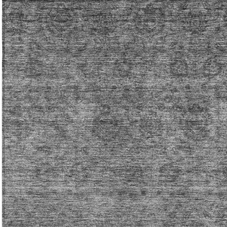 3' X 5' Gray And Charcoal Floral Washable Indoor Outdoor Area Rug