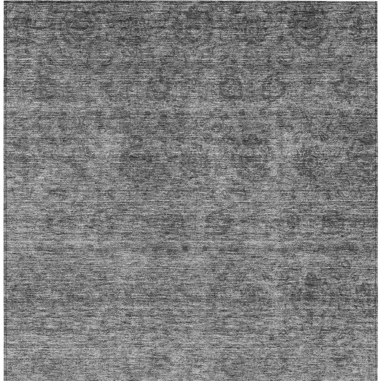 5' X 8' Gray And Charcoal Floral Washable Indoor Outdoor Area Rug