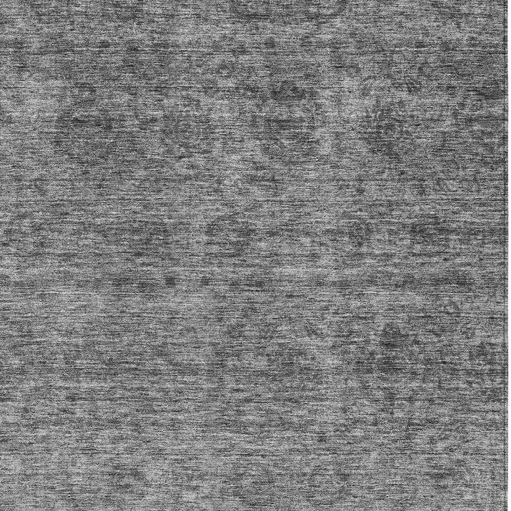 5' X 8' Gray And Charcoal Floral Washable Indoor Outdoor Area Rug