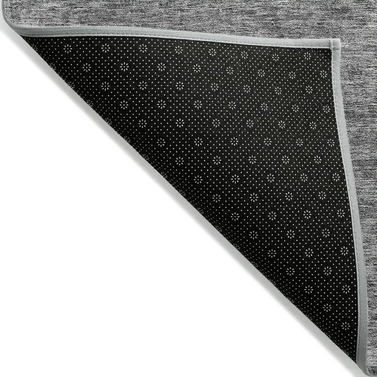 8' X 10' Gray And Charcoal Floral Washable Indoor Outdoor Area Rug