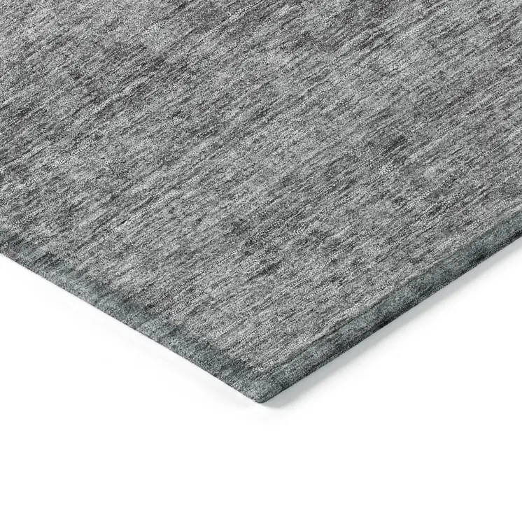 10' X 14' Gray And Charcoal Floral Washable Indoor Outdoor Area Rug