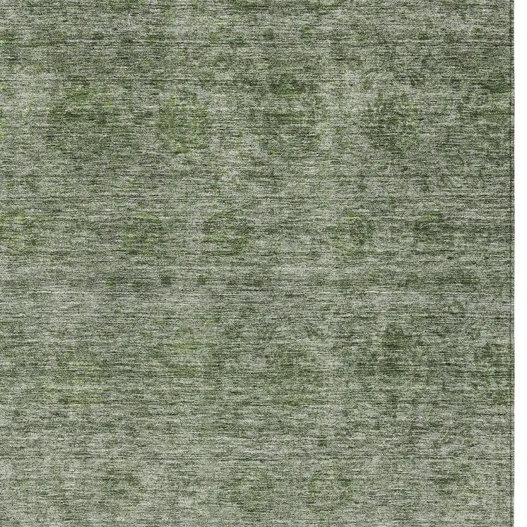 3' X 5' Olive Green And Beige Floral Washable Indoor Outdoor Area Rug