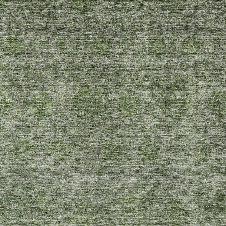 5' X 8' Olive Green And Beige Floral Washable Indoor Outdoor Area Rug