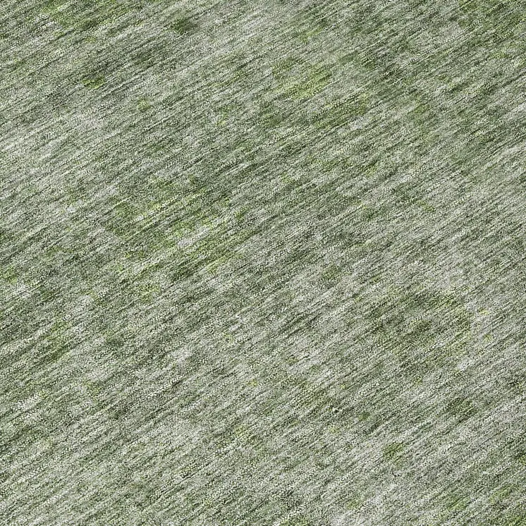 8' Olive Green And Beige Round Floral Washable Indoor Outdoor Area Rug